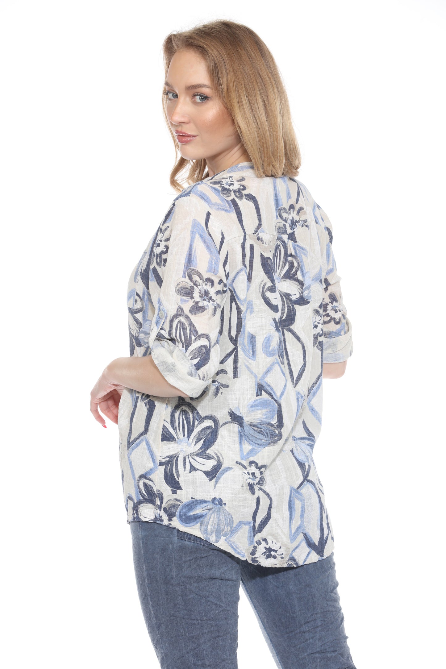 Abstract Cotton Pocket Top