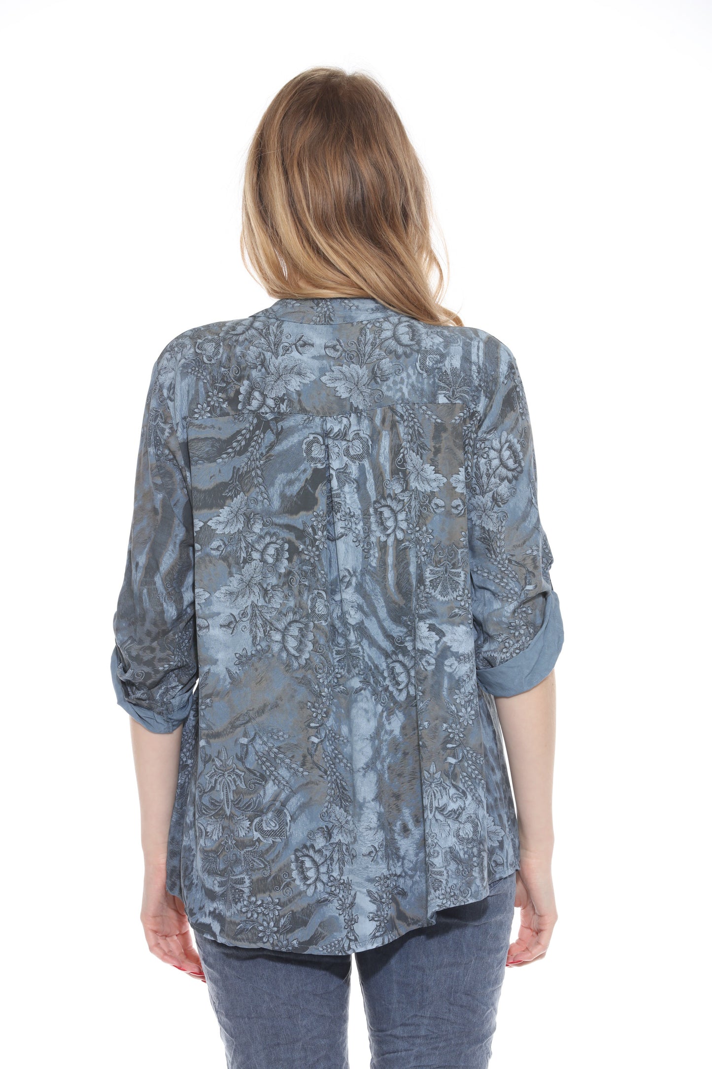 Abstract Floral Sequin Pocket Top