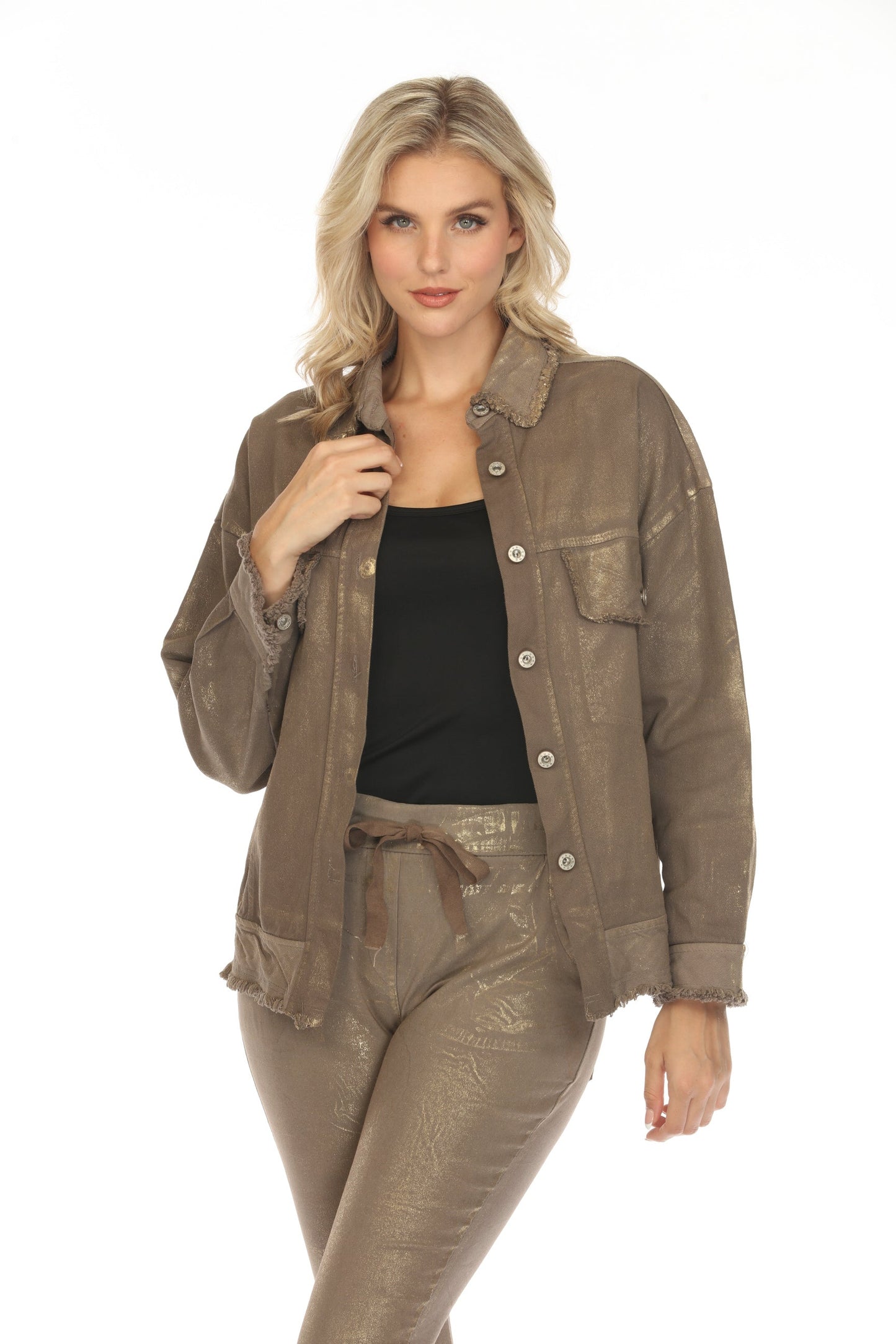 Button Down Jacket Gold Foiled