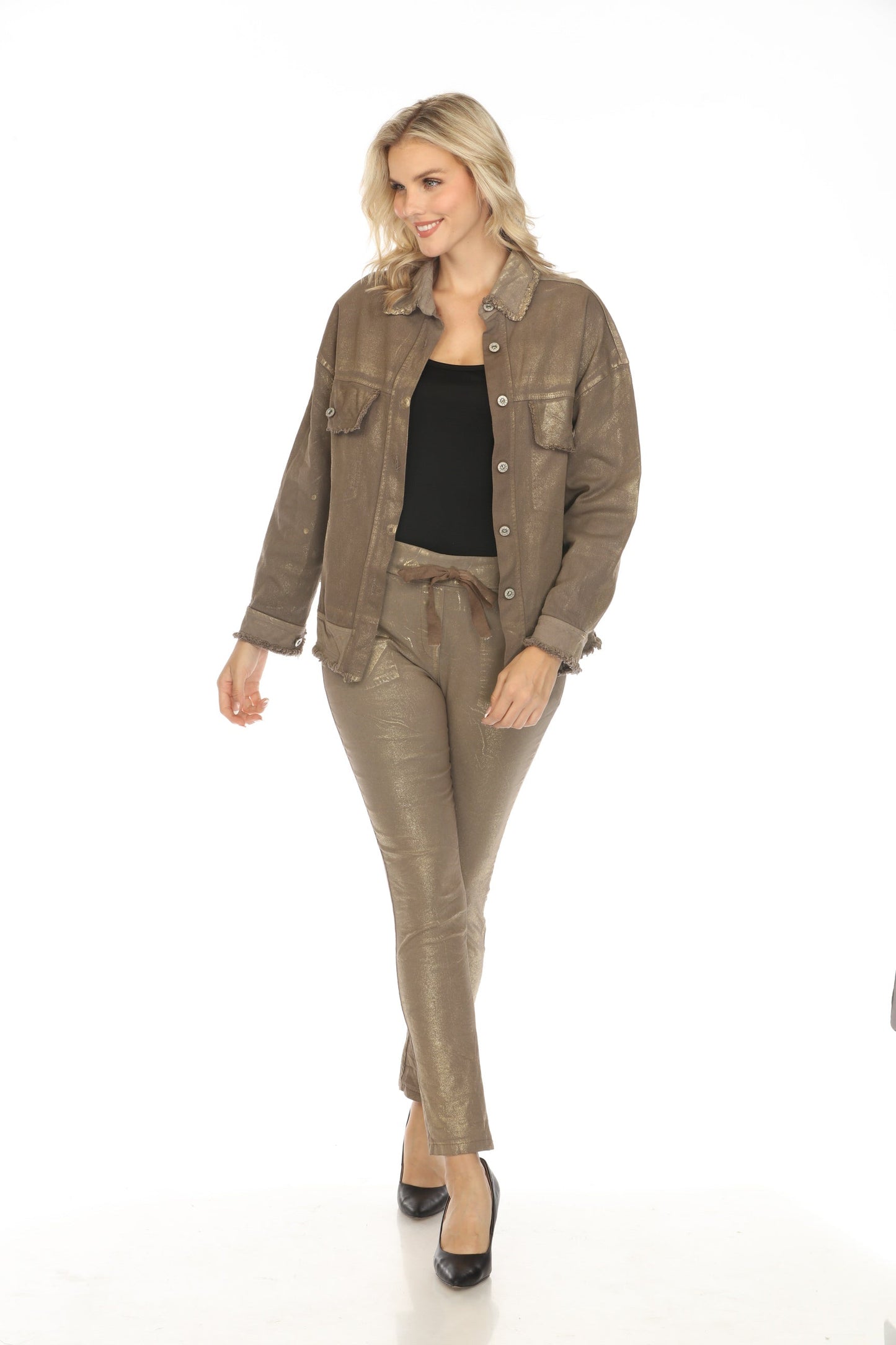 Button Down Jacket Gold Foiled