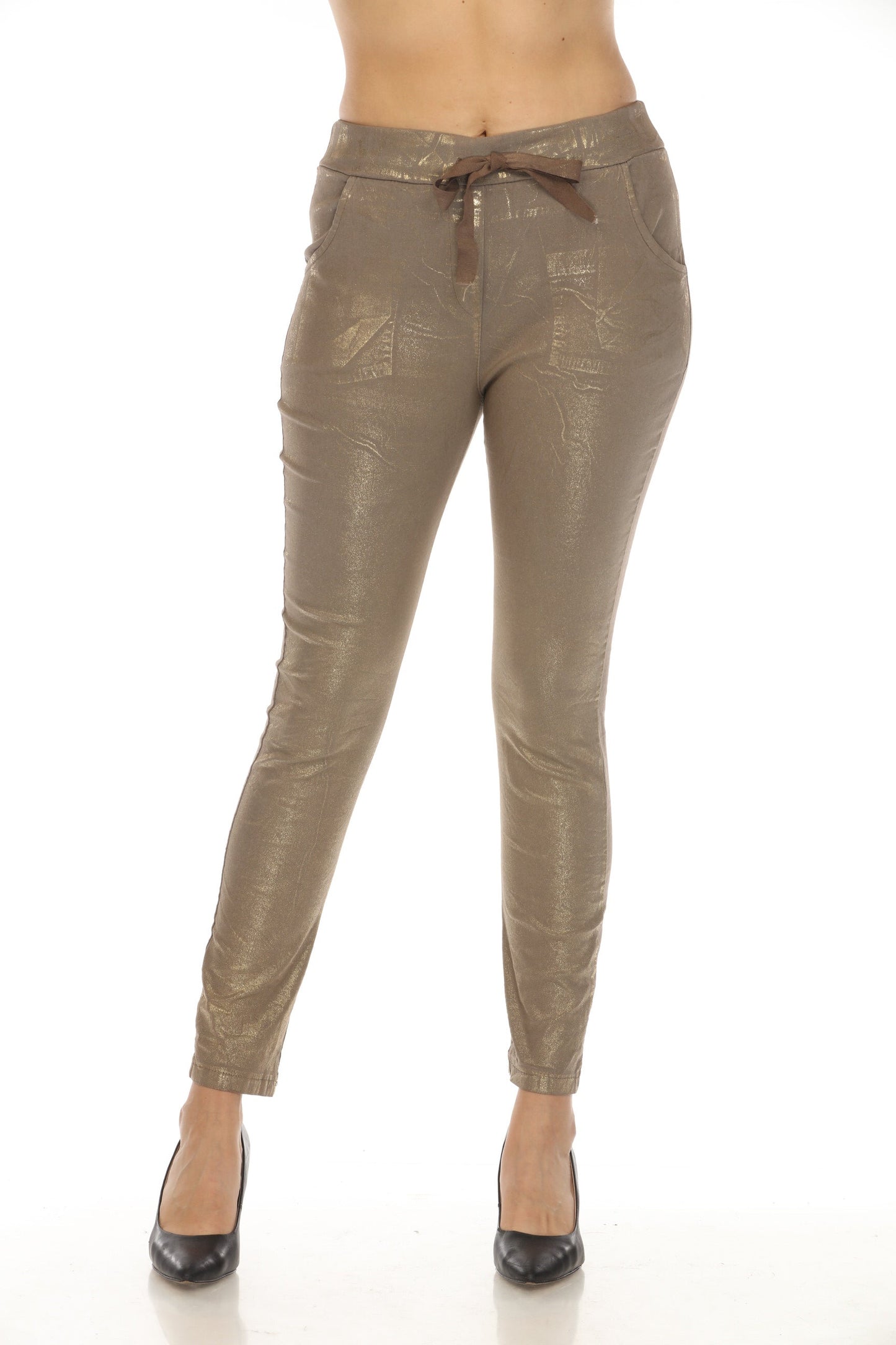 Stretch Pants Gold Foiled
