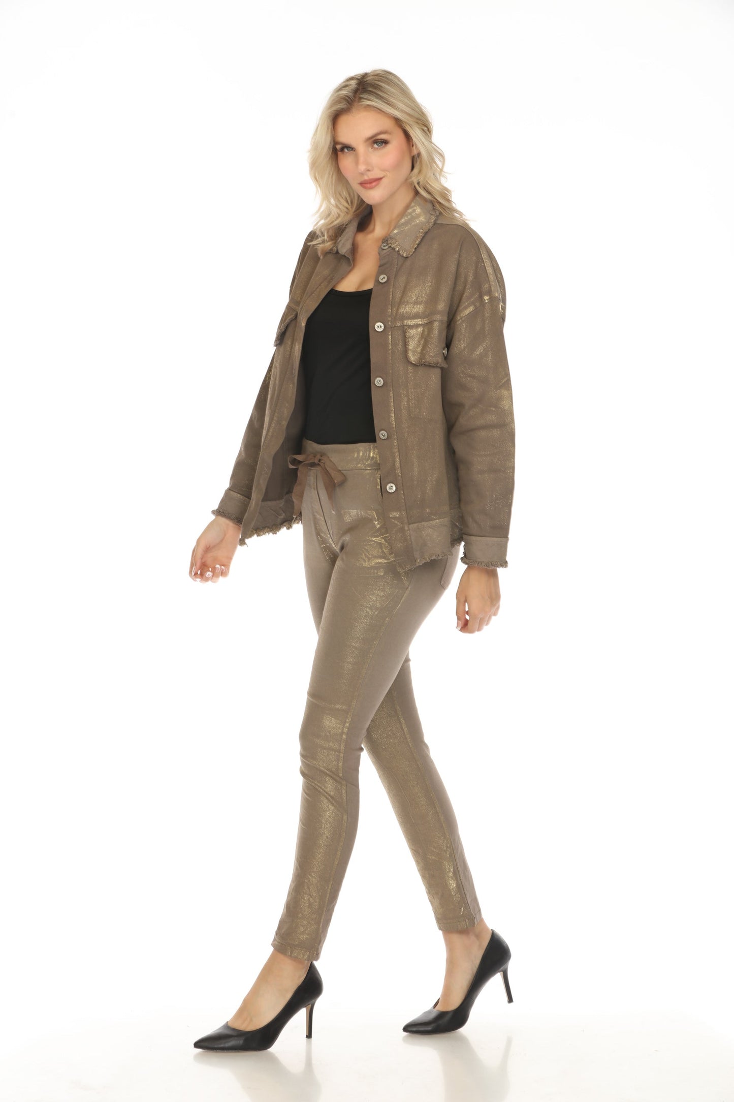 Stretch Pants Gold Foiled