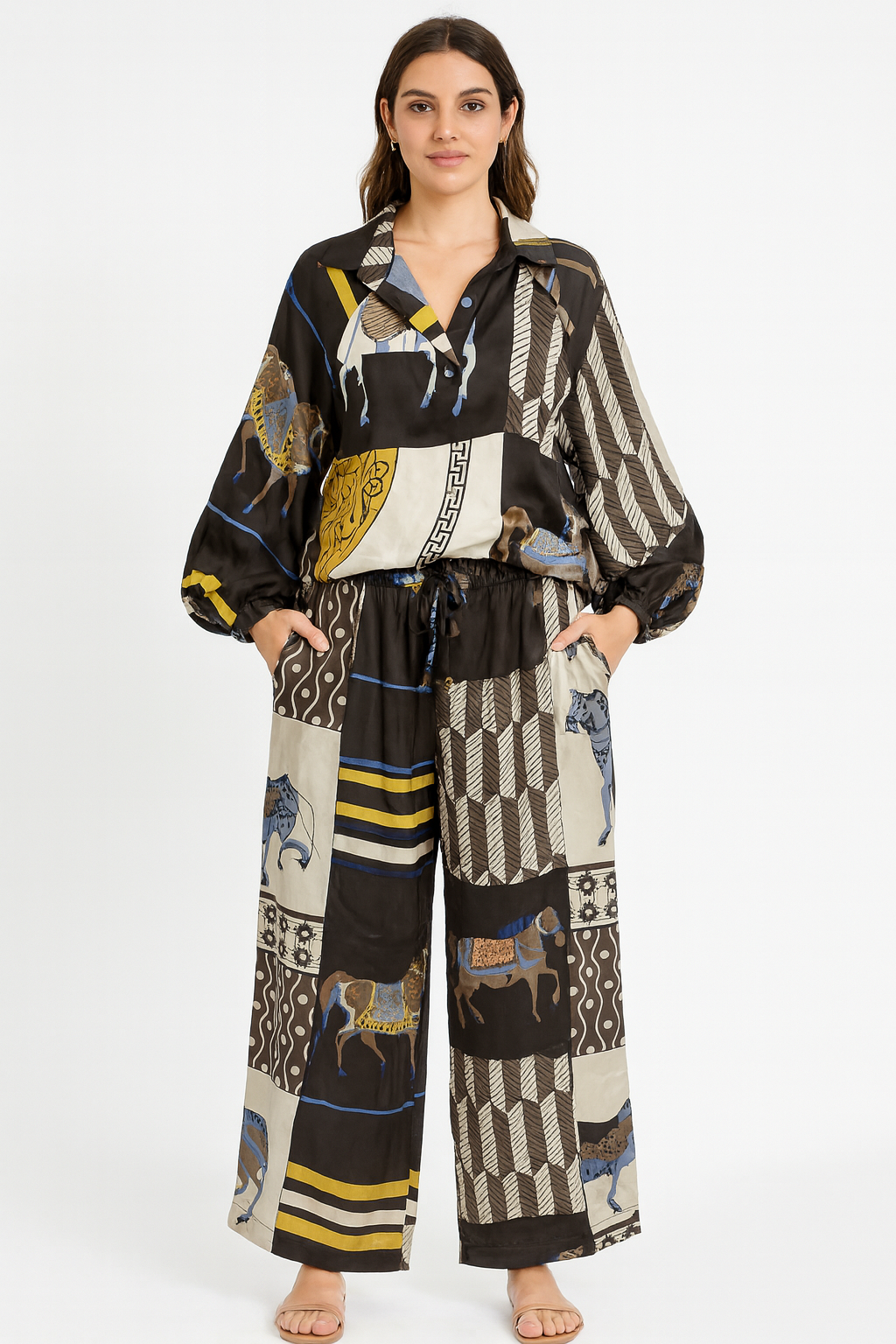 Horse Print Silk Top