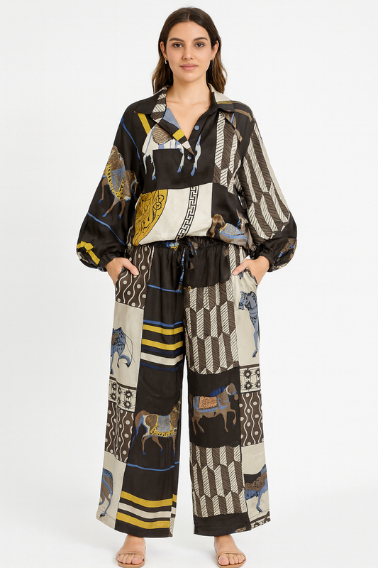 Horse Print Silk Top