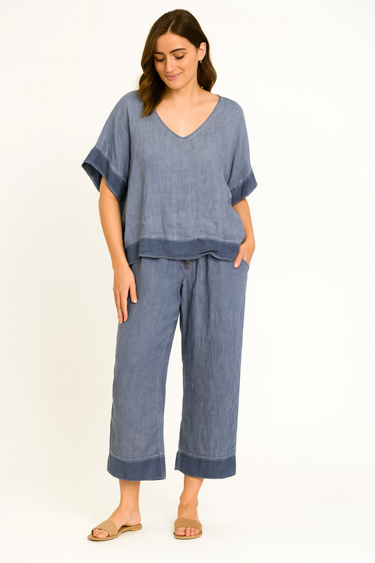 Linen/Rayon Ruffled Pant