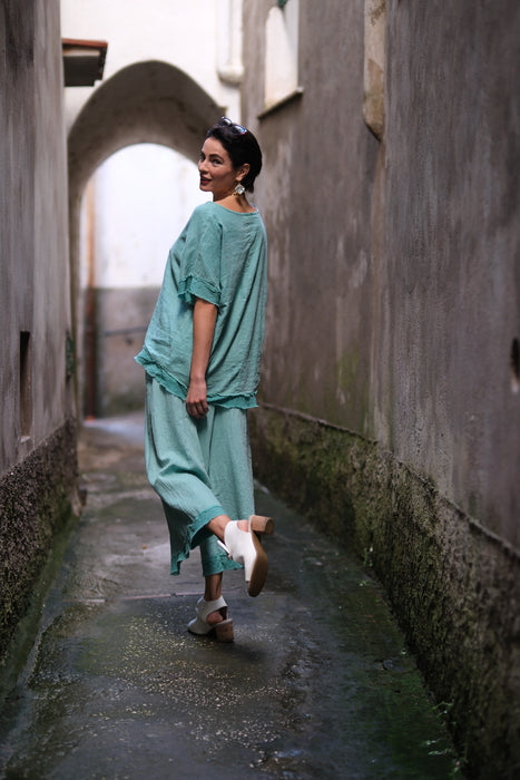 Linen/Rayon Ruffled Pant