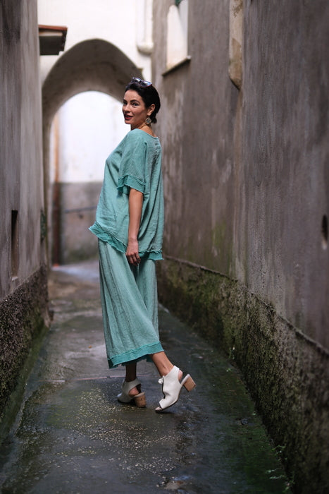 Linen/Rayon Ruffled Pant