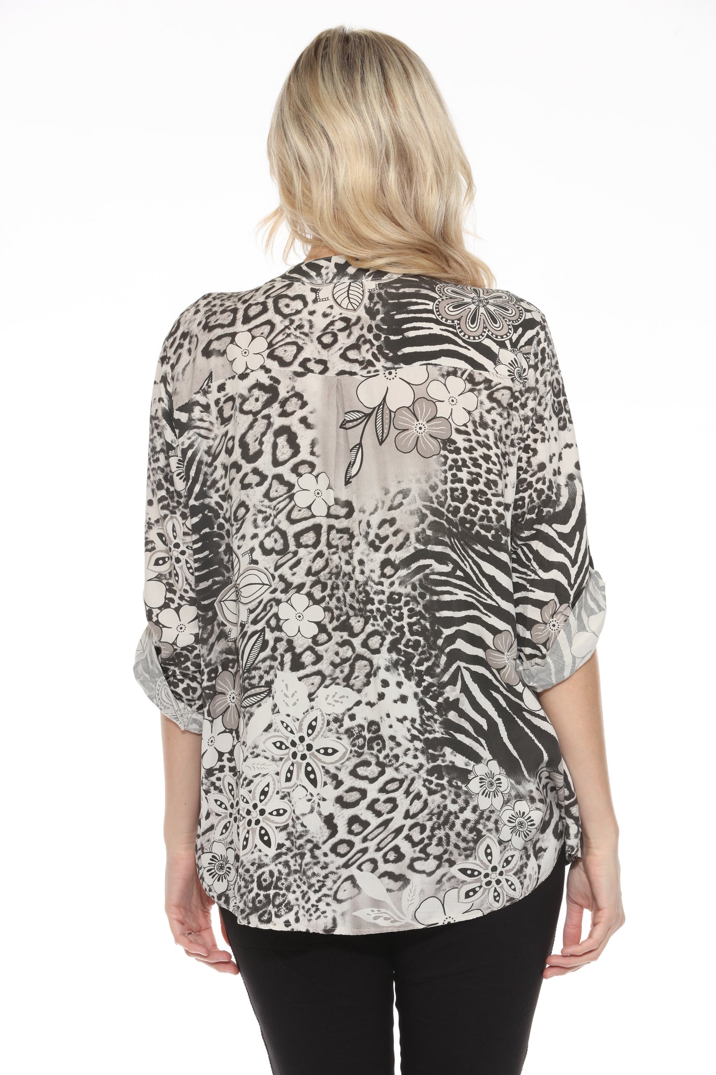 Floral/Animal Print Sequin Pocket Top