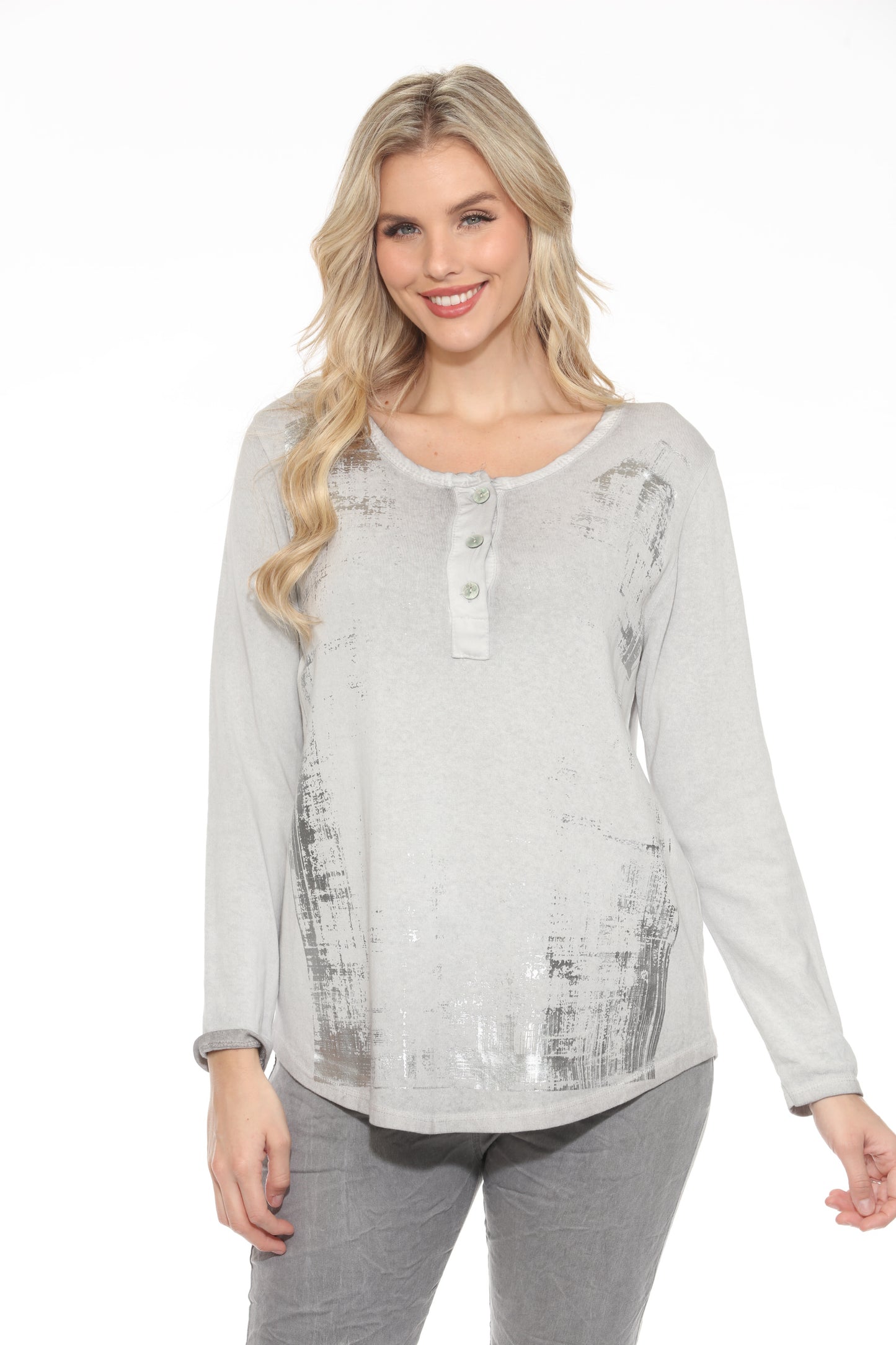 Silver Foil Round Neck Top