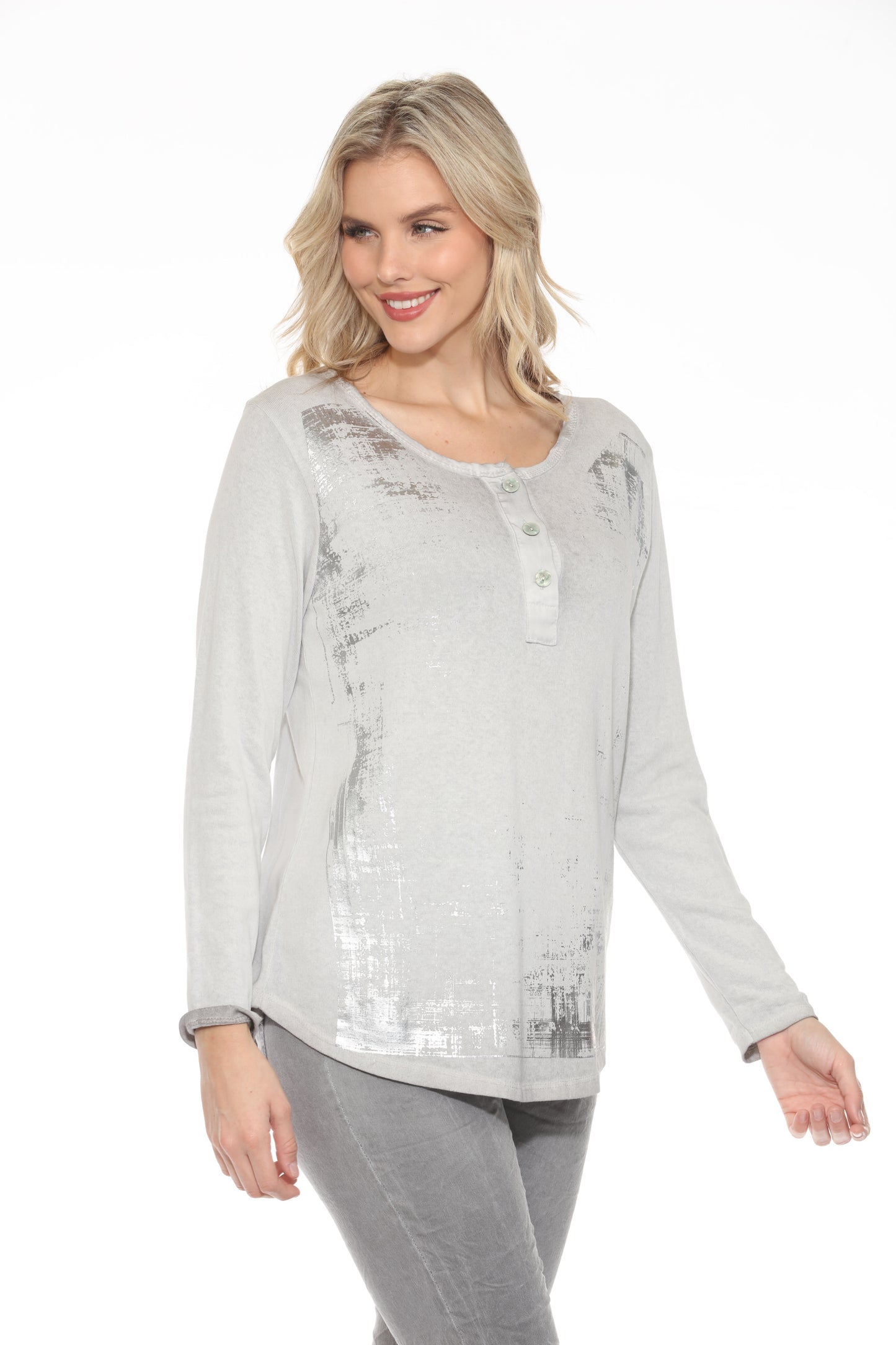 Silver Foil Round Neck Top