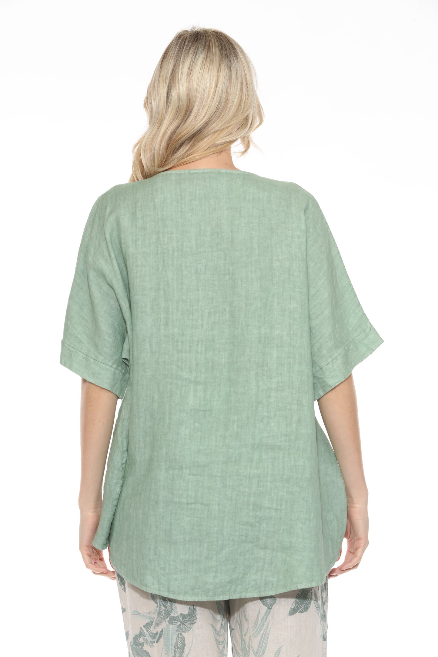 Linen V-Neck Pocket Top