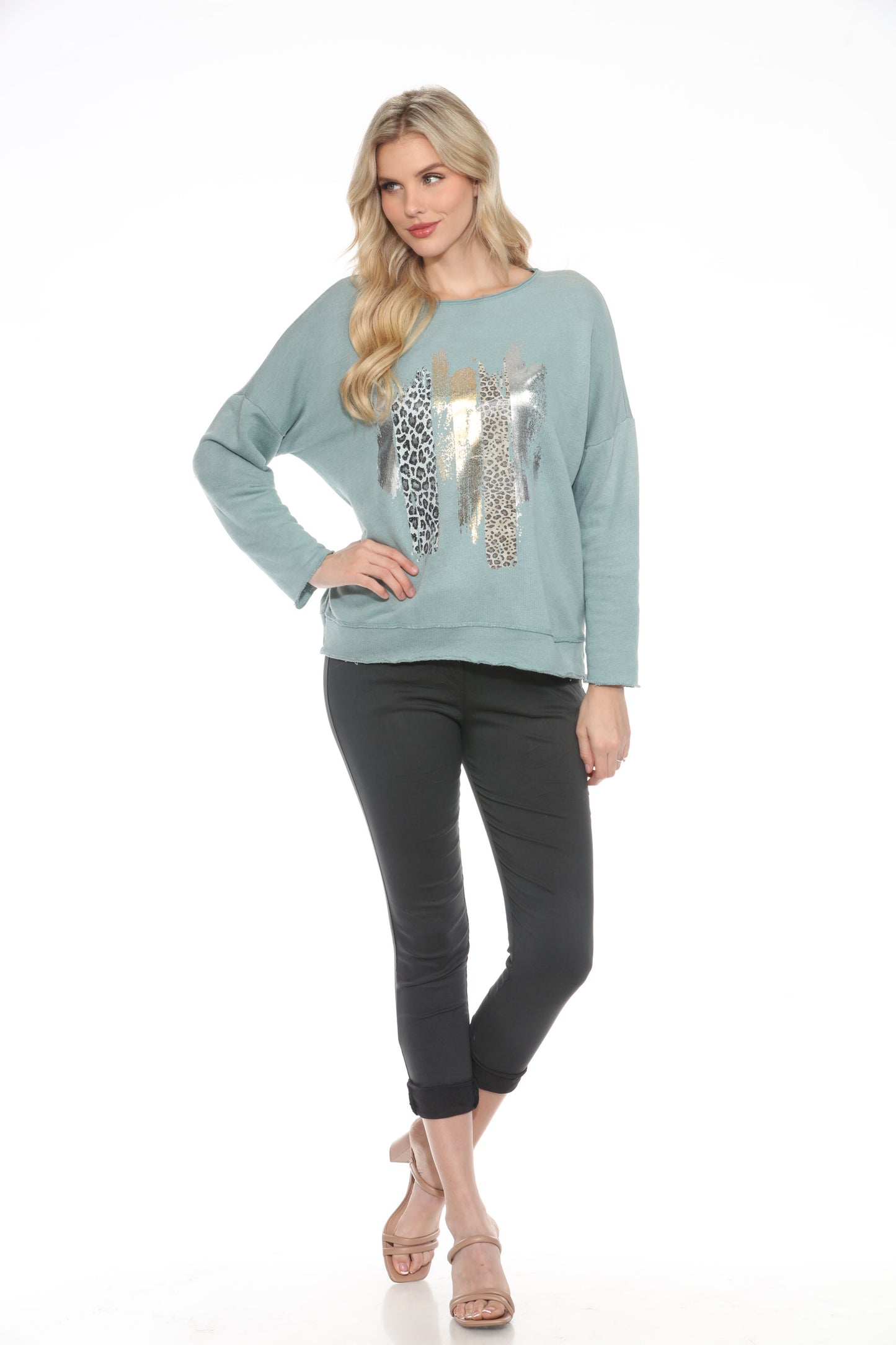 Gold-Foil Animal Print Sweater