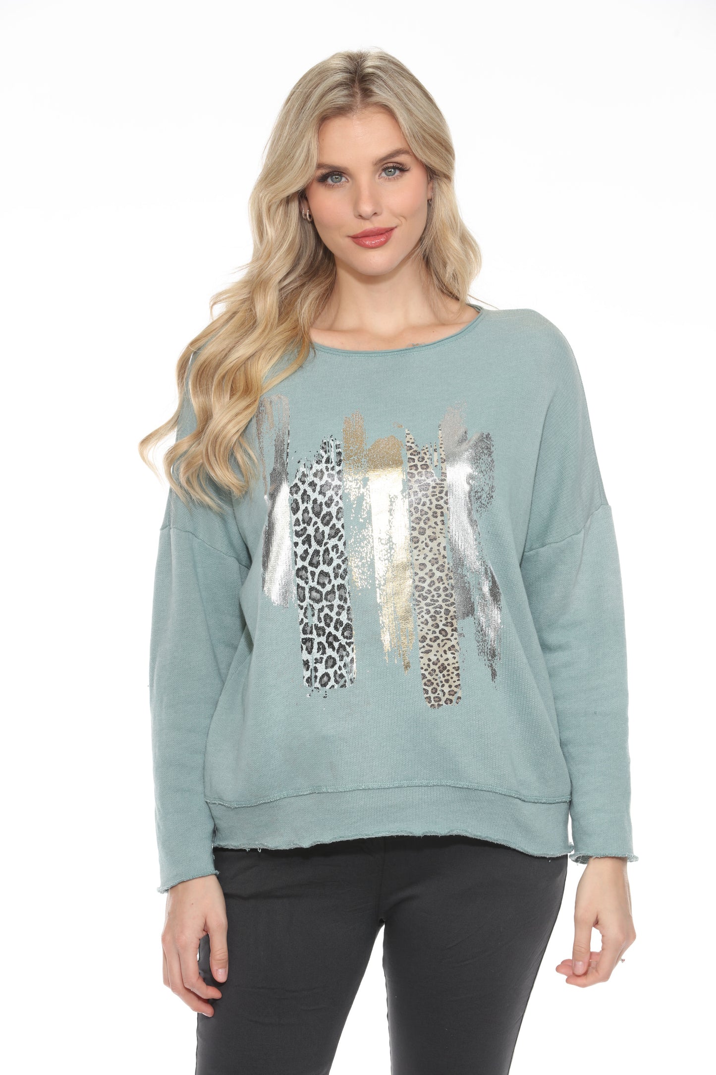 Gold-Foil Animal Print Sweater