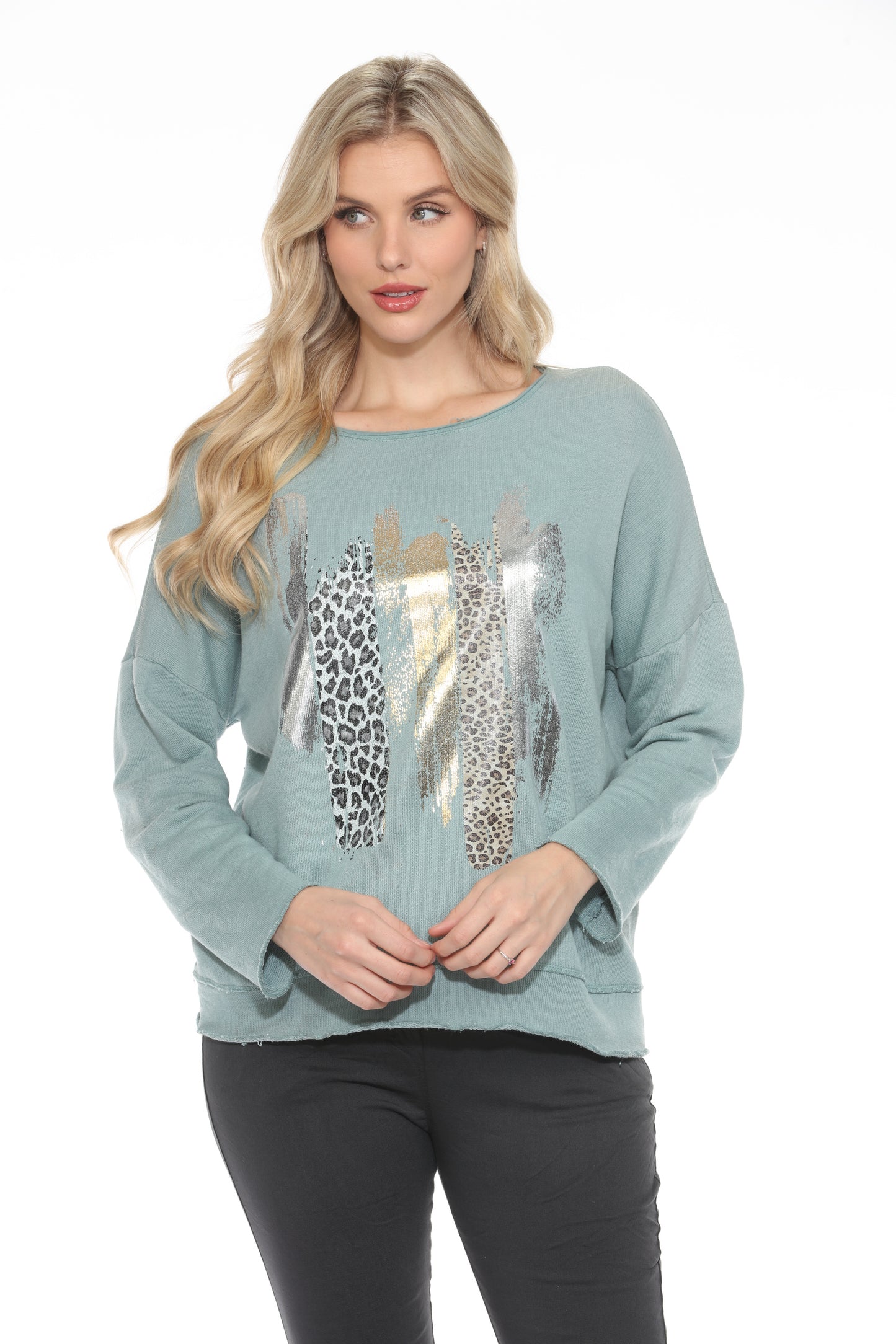 Gold-Foil Animal Print Sweater