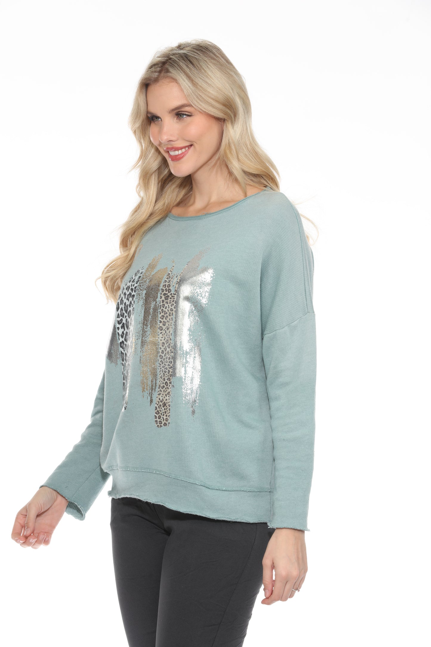 Gold-Foil Animal Print Sweater