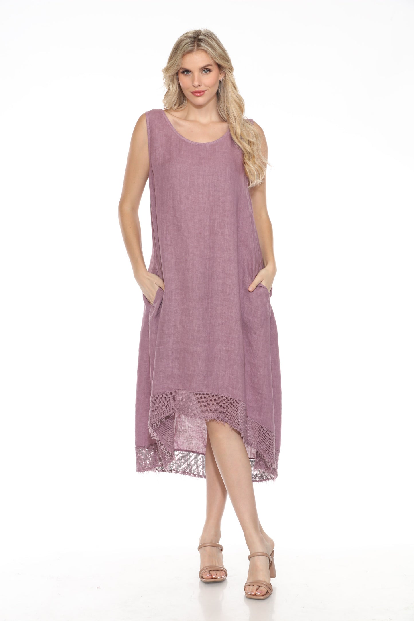 Sleevless Crocheted Linen dress