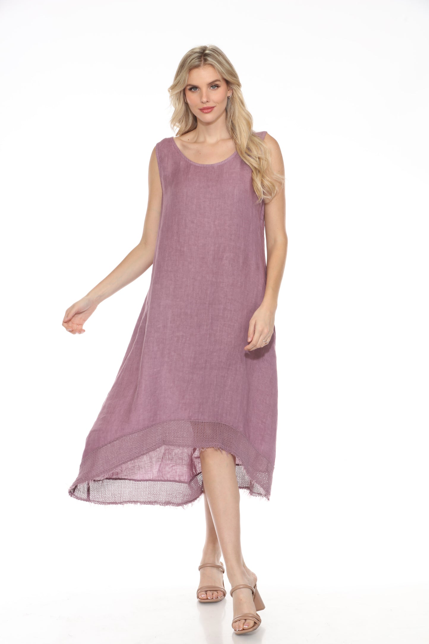 Sleevless Crocheted Linen dress