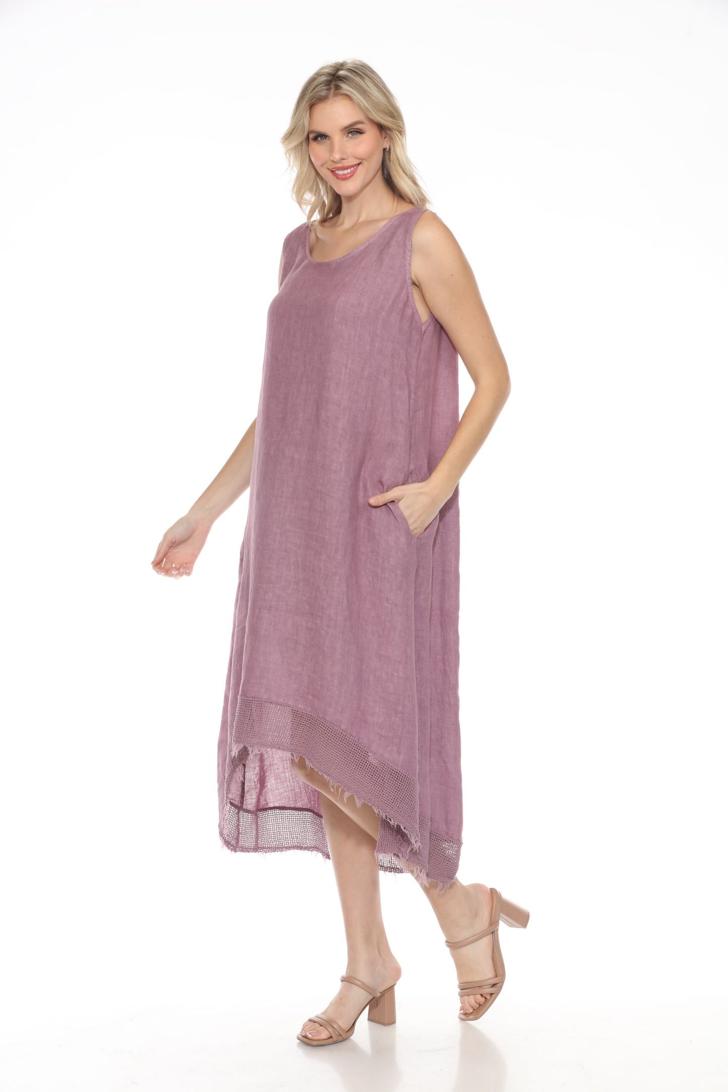 Sleevless Crocheted Linen dress