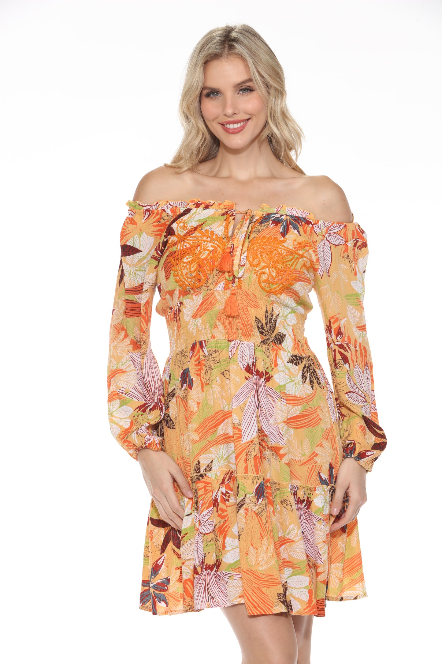 Floral Indian off-shoulder Dress