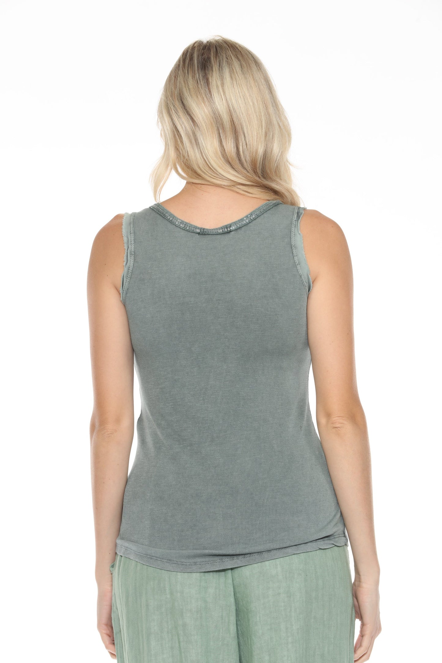 Sequin Tank Tops V-Neck