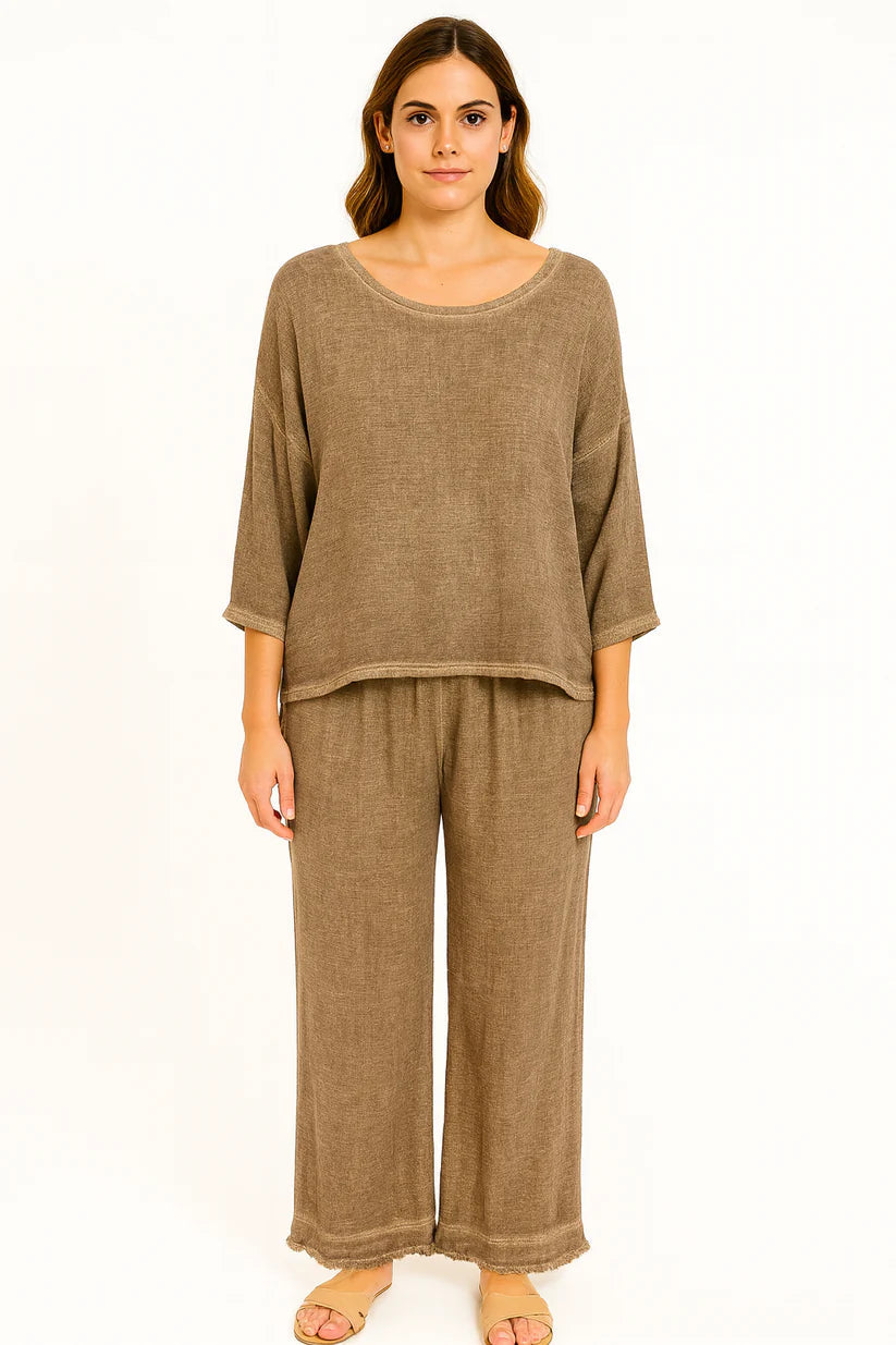 3/4 Sleeve Relaxed Gauze Top