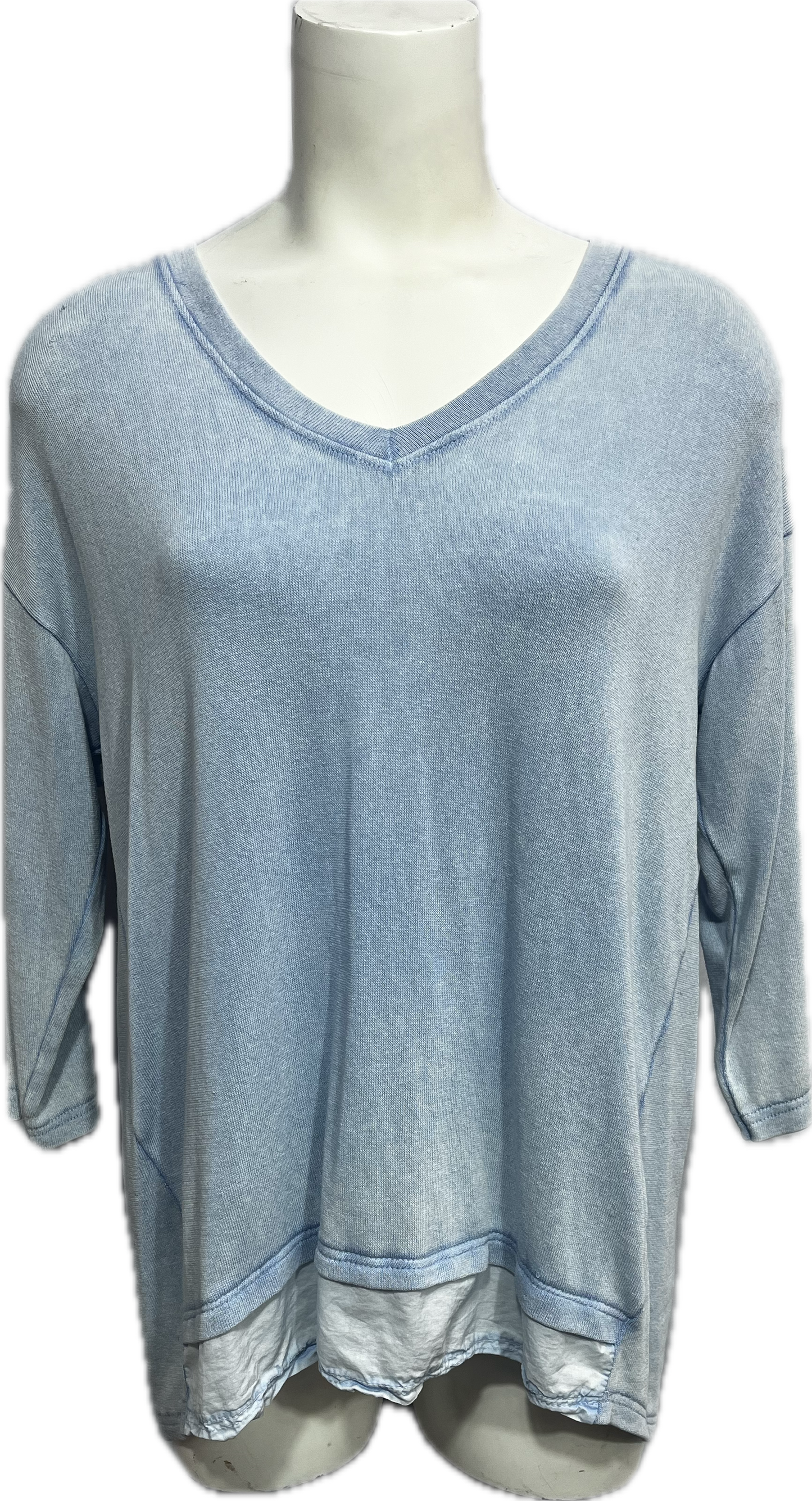 High Low Cotton V-Neck Top