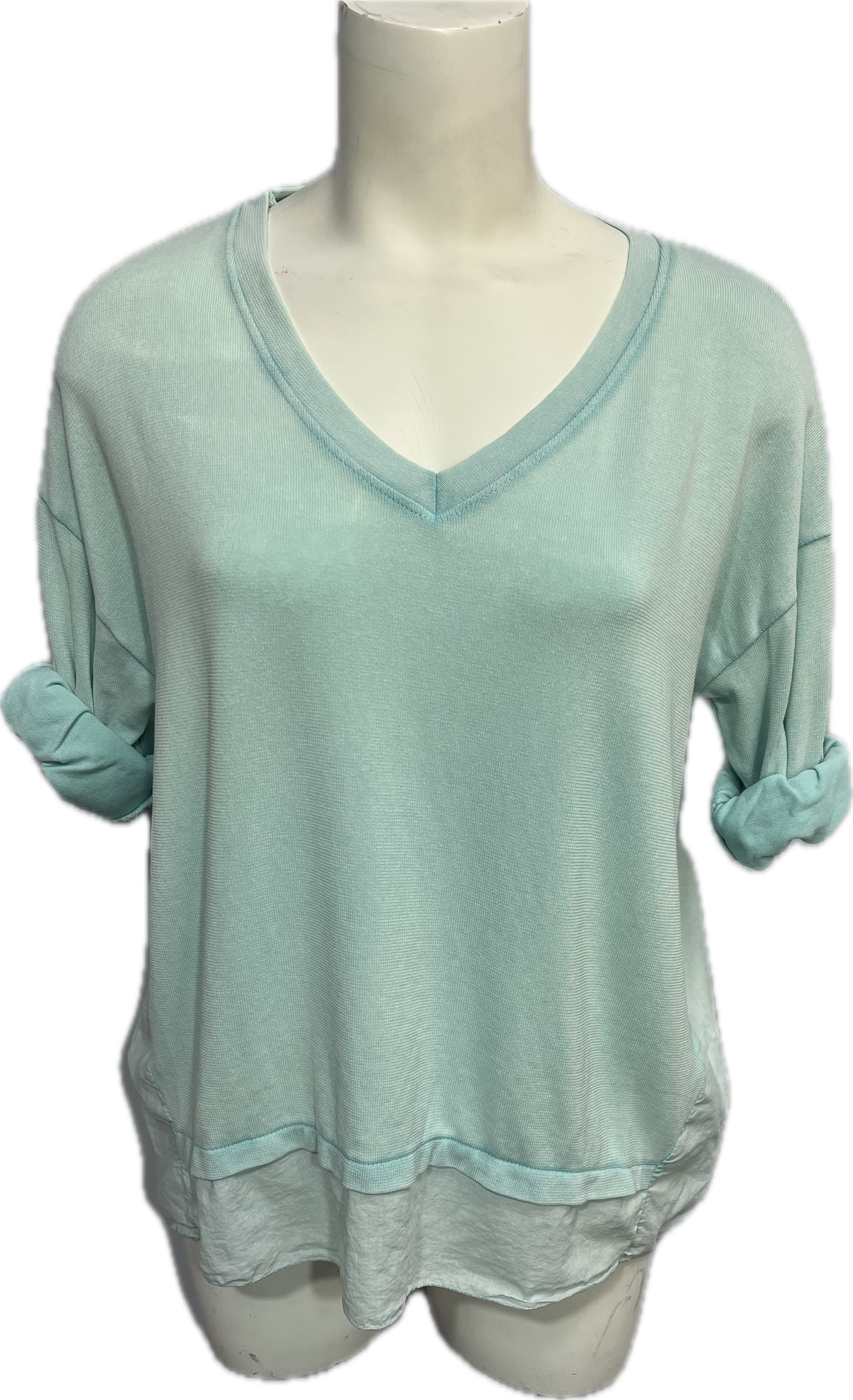 High Low Cotton V-Neck Top