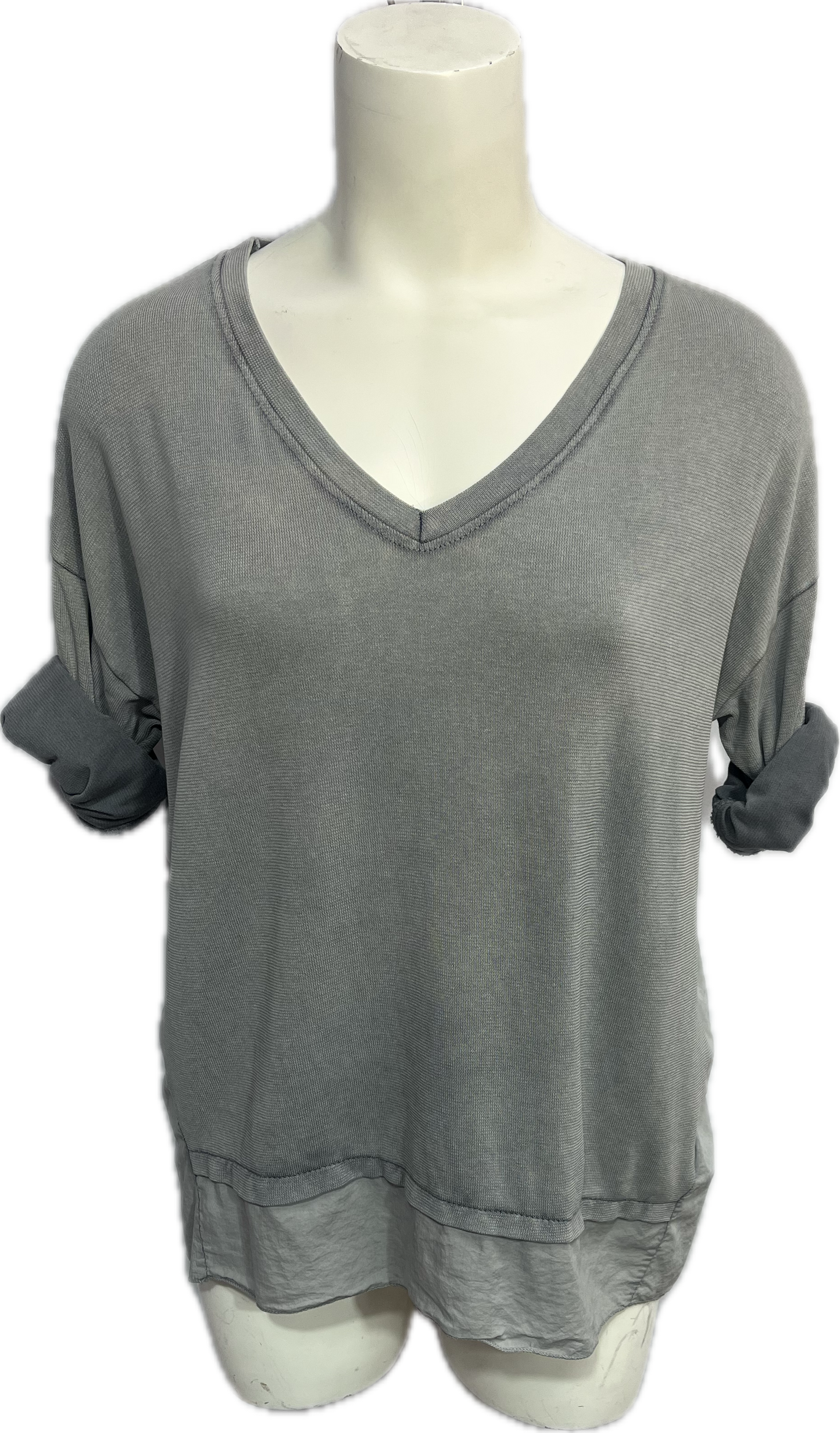 High Low Cotton V-Neck Top