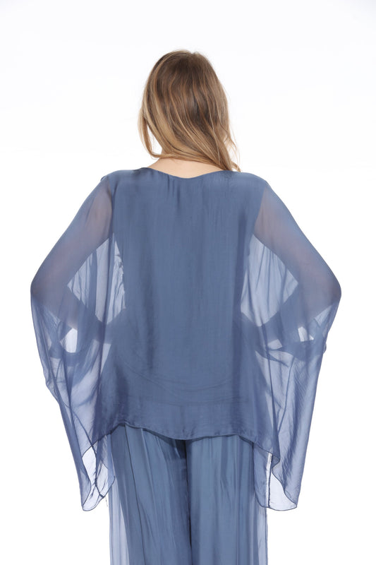 Sequin Embroidered Silk Top