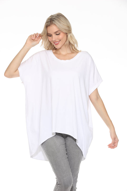 Short-Sleeve Cotton High Low Top