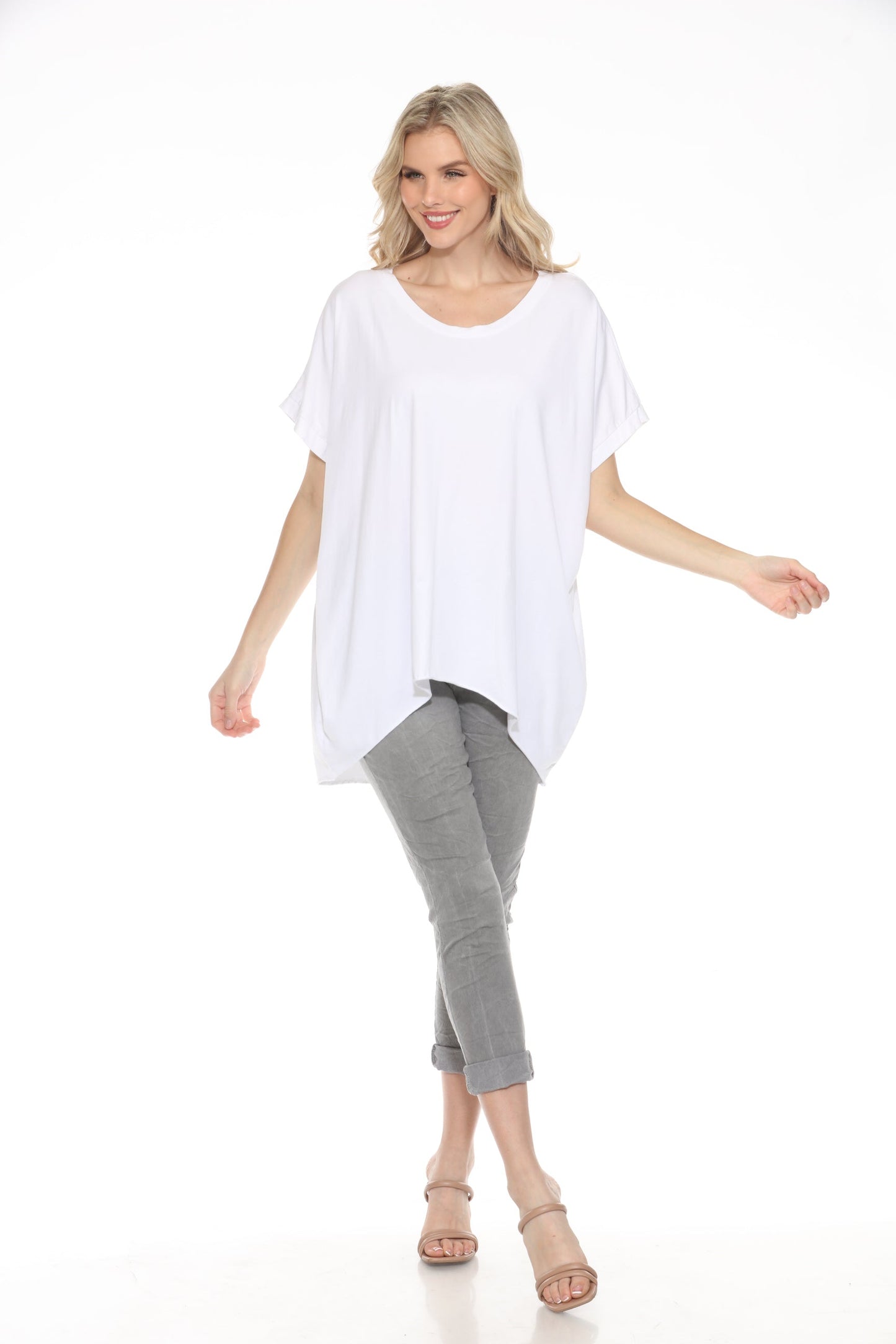Short-Sleeve Cotton High Low Top