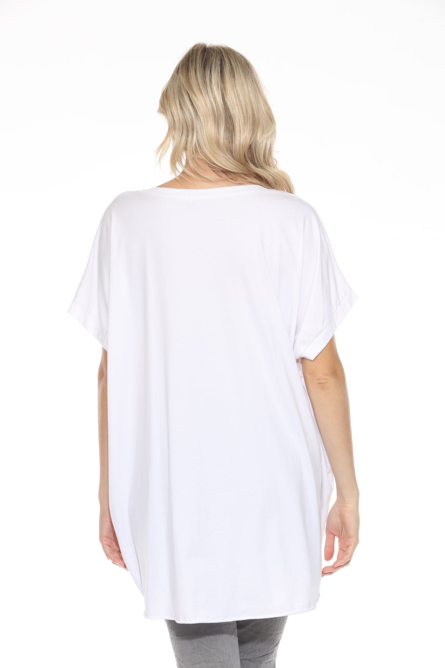 Short-Sleeve Cotton High Low Top