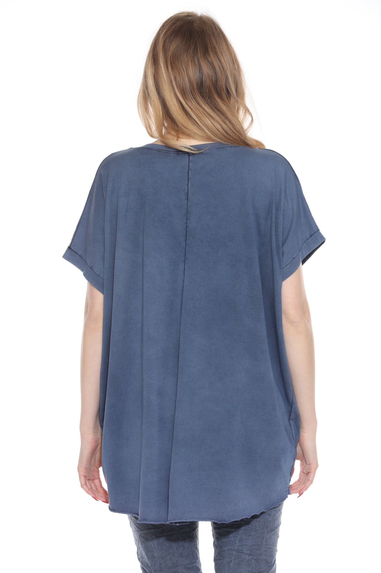 Short-Sleeve Cotton High Low Top