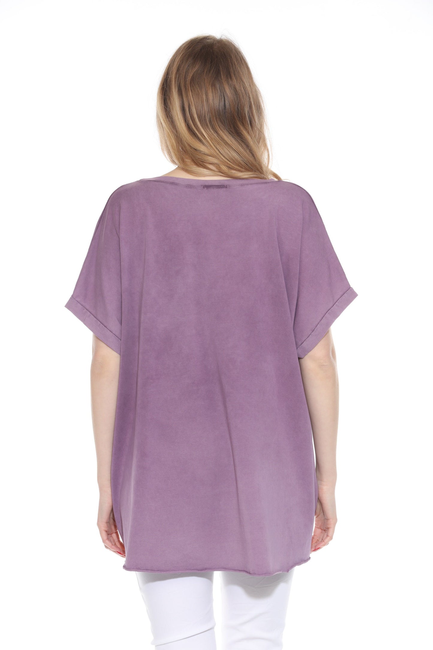 Short-Sleeve Cotton High Low Top