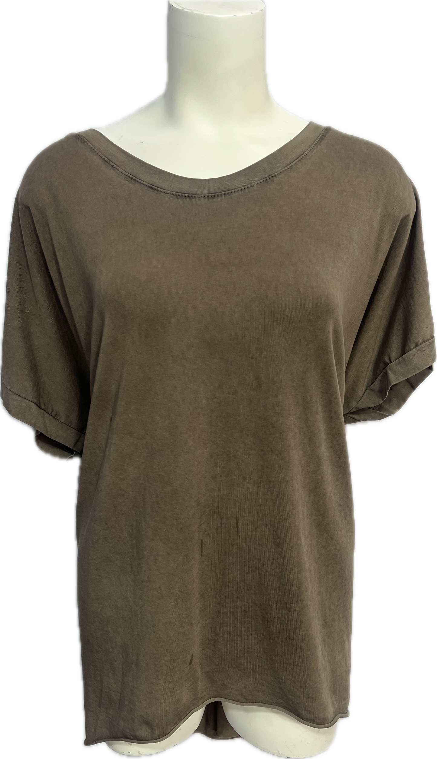 Short-Sleeve Cotton High Low Top
