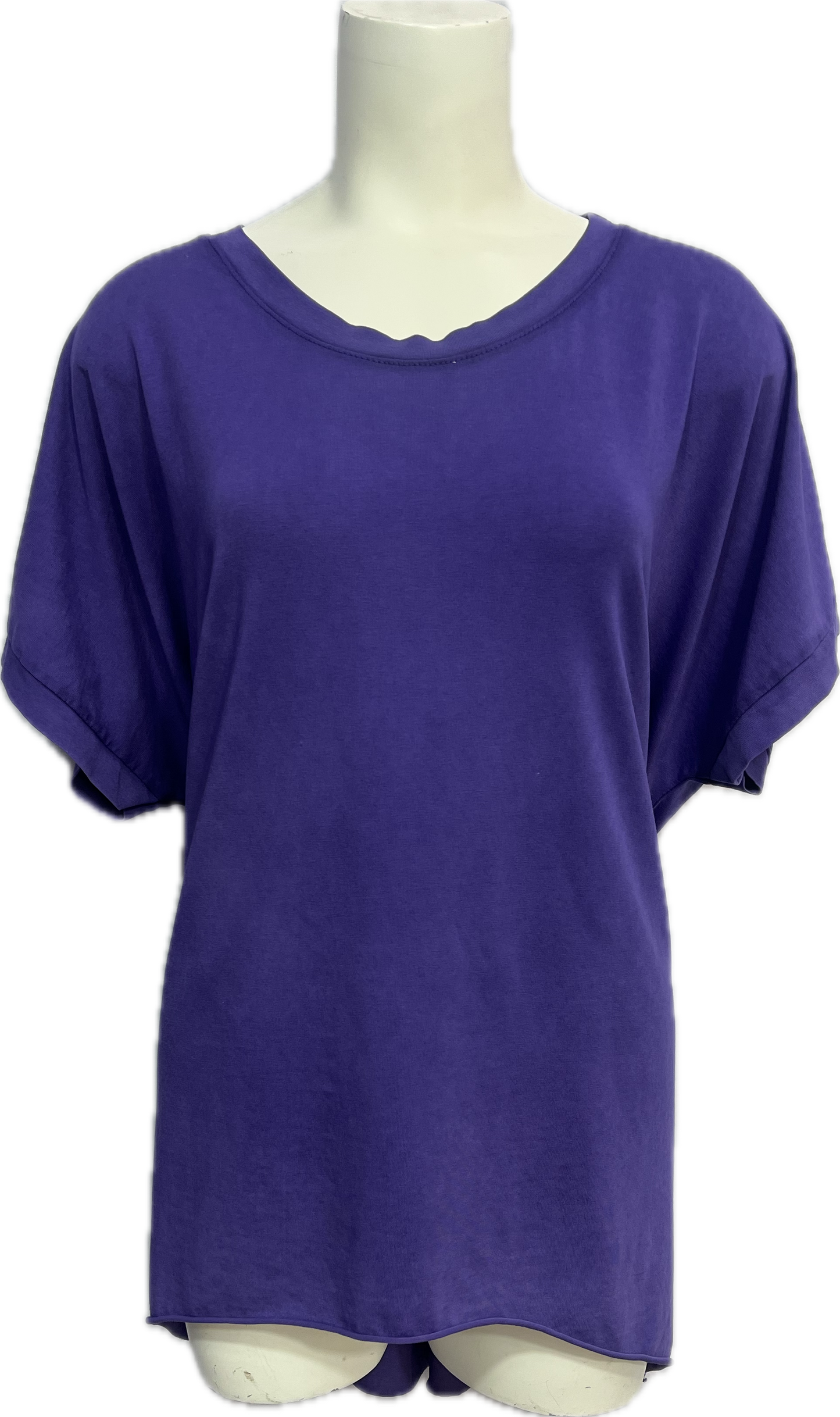 Short-Sleeve Cotton High Low Top