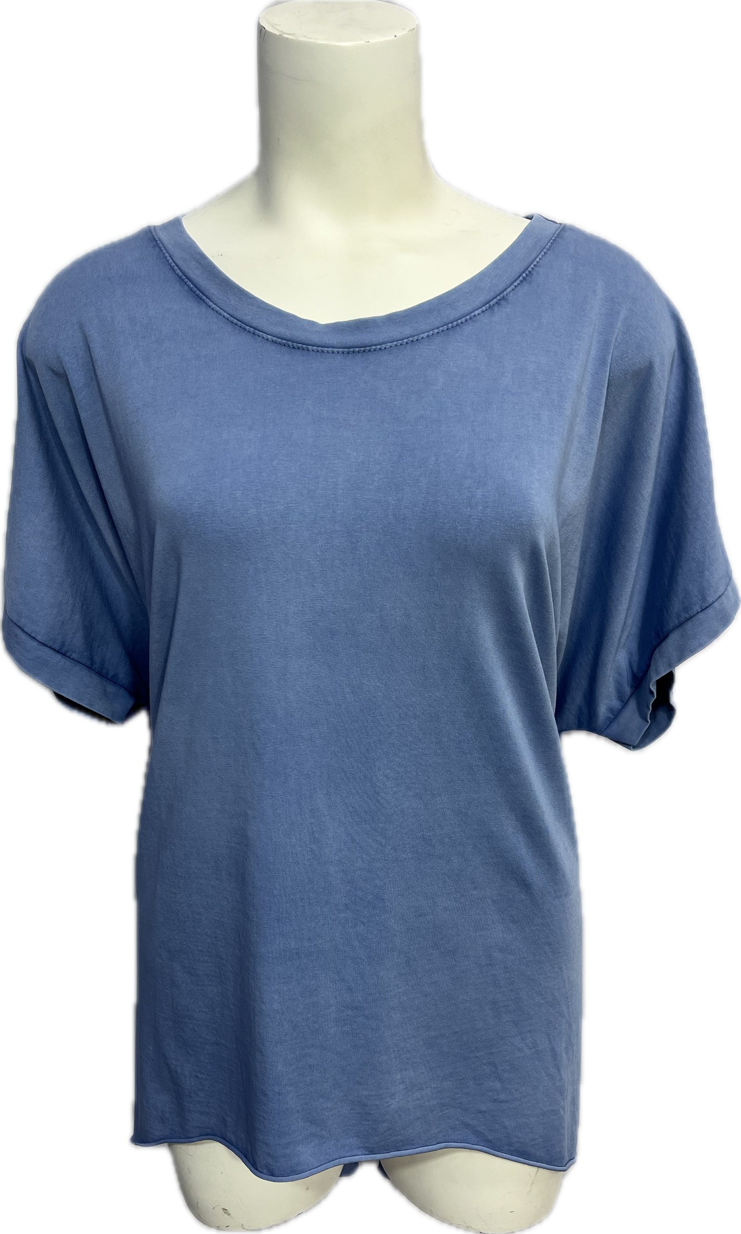 Short-Sleeve Cotton High Low Top