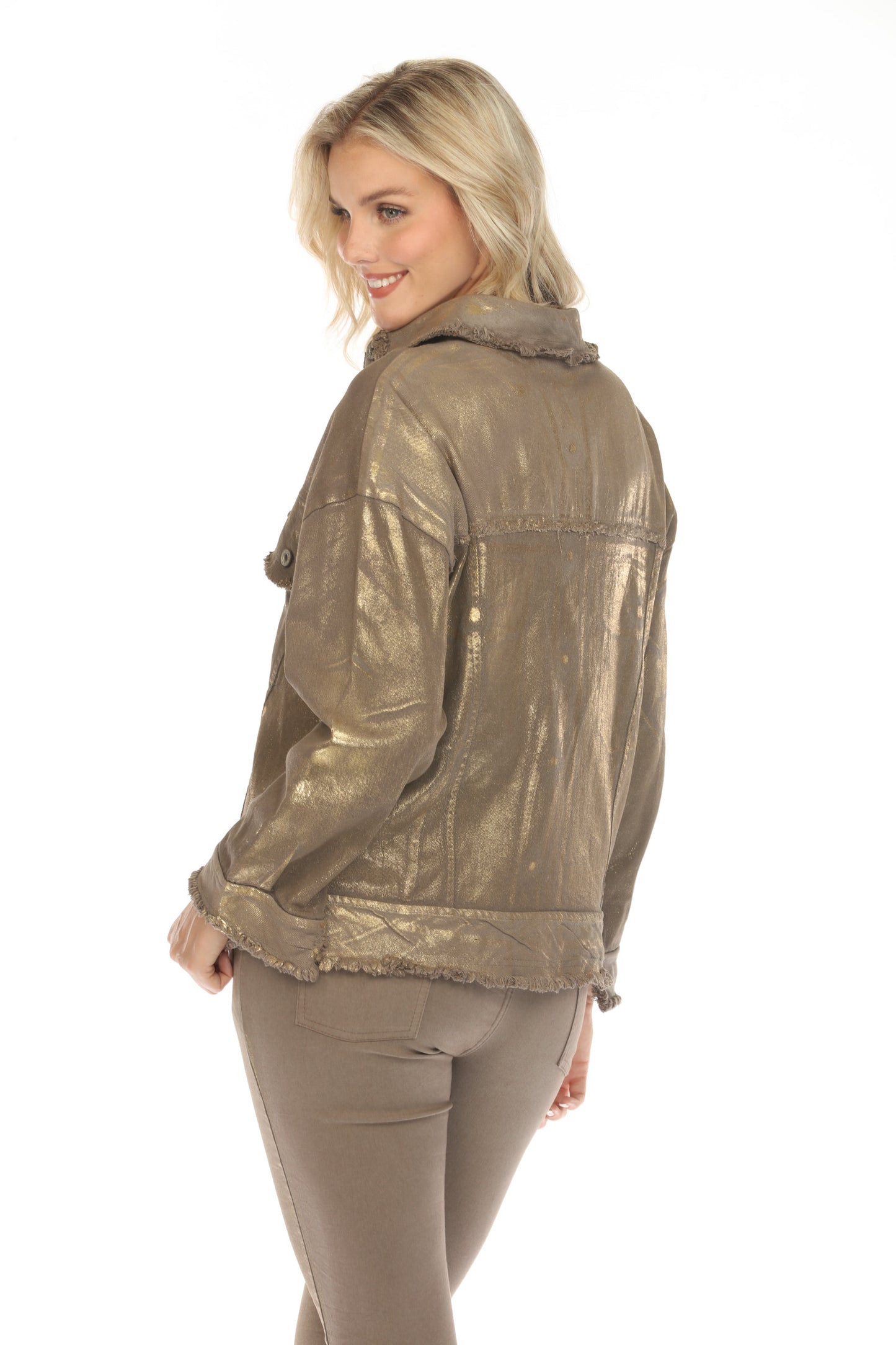 Button Down Jacket with Gold Foil