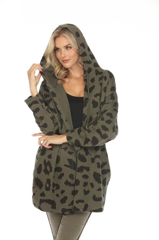 Animal Print Jacket with Hood