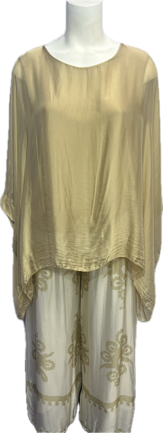 Gold Floral Silk Pant