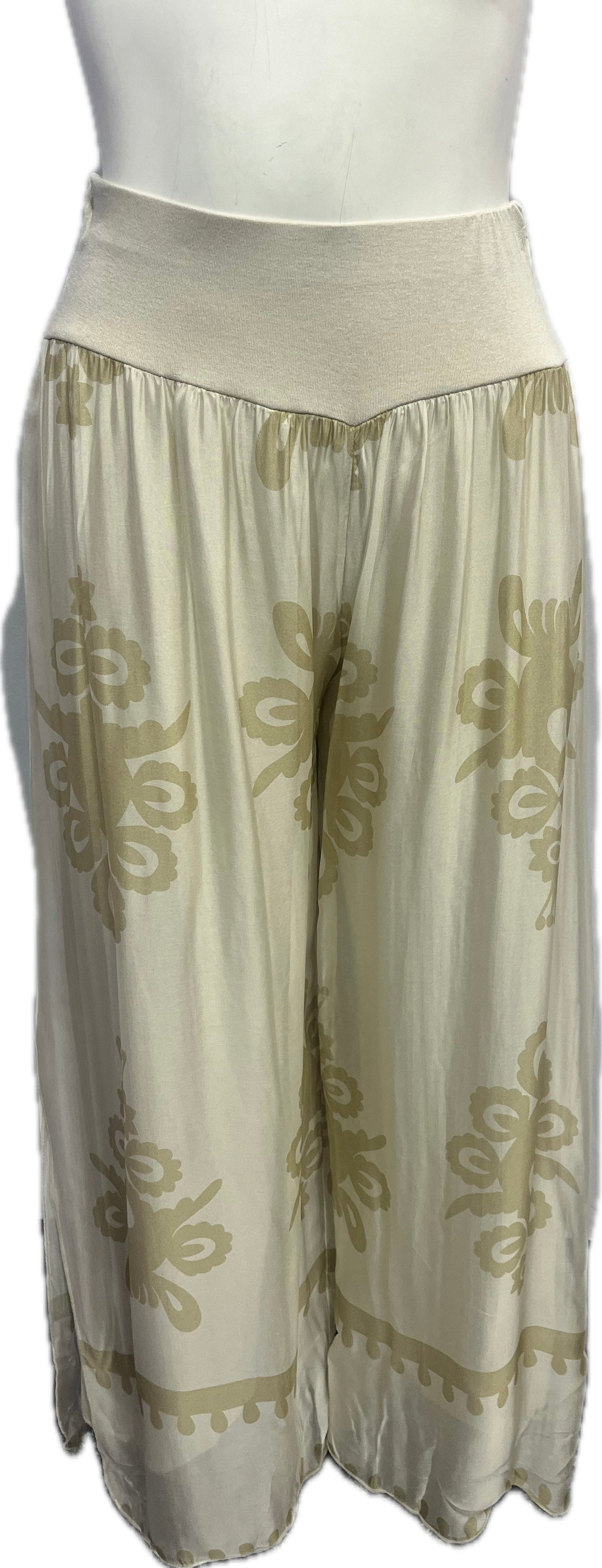 Gold Floral Silk Pant