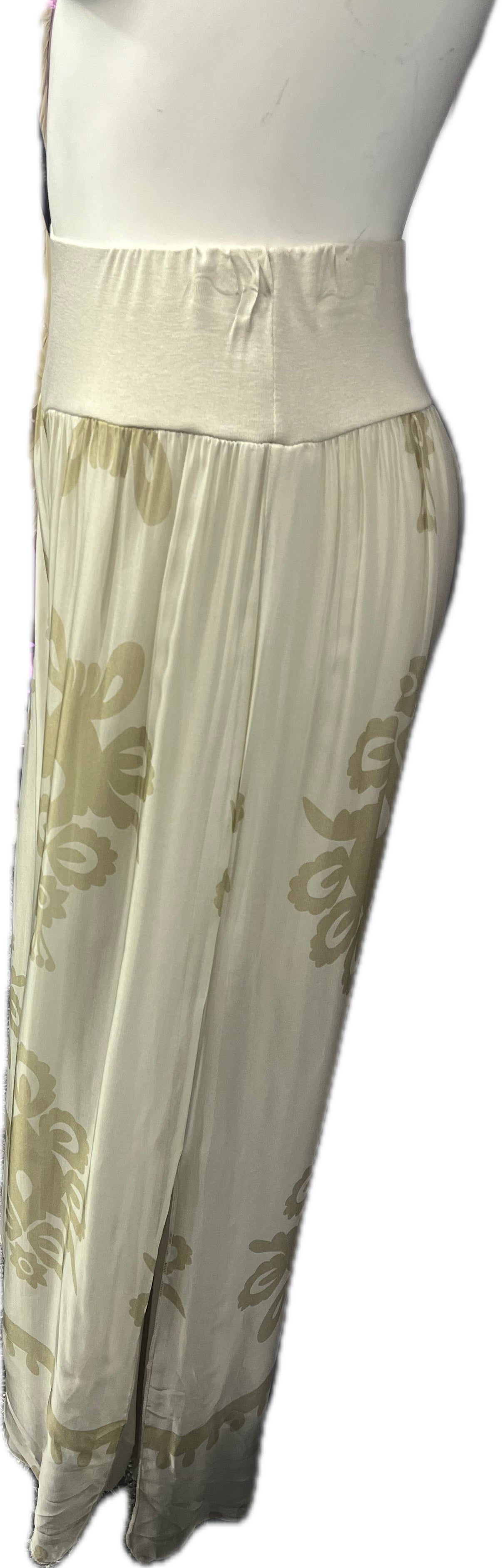 Gold Floral Silk Pant