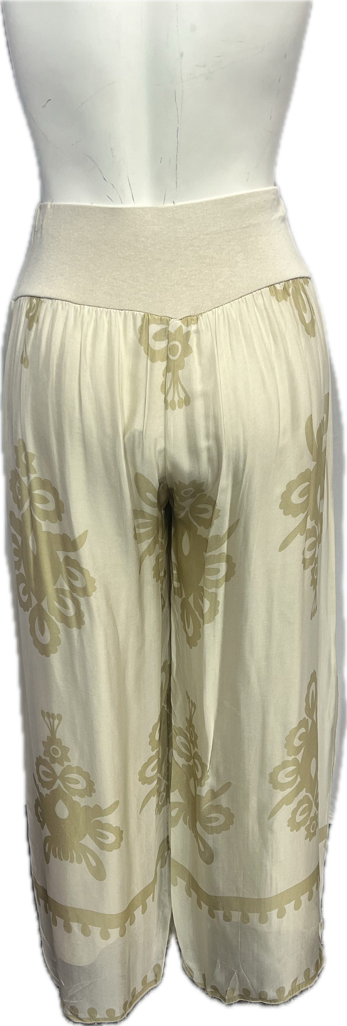 Gold Floral Silk Pant