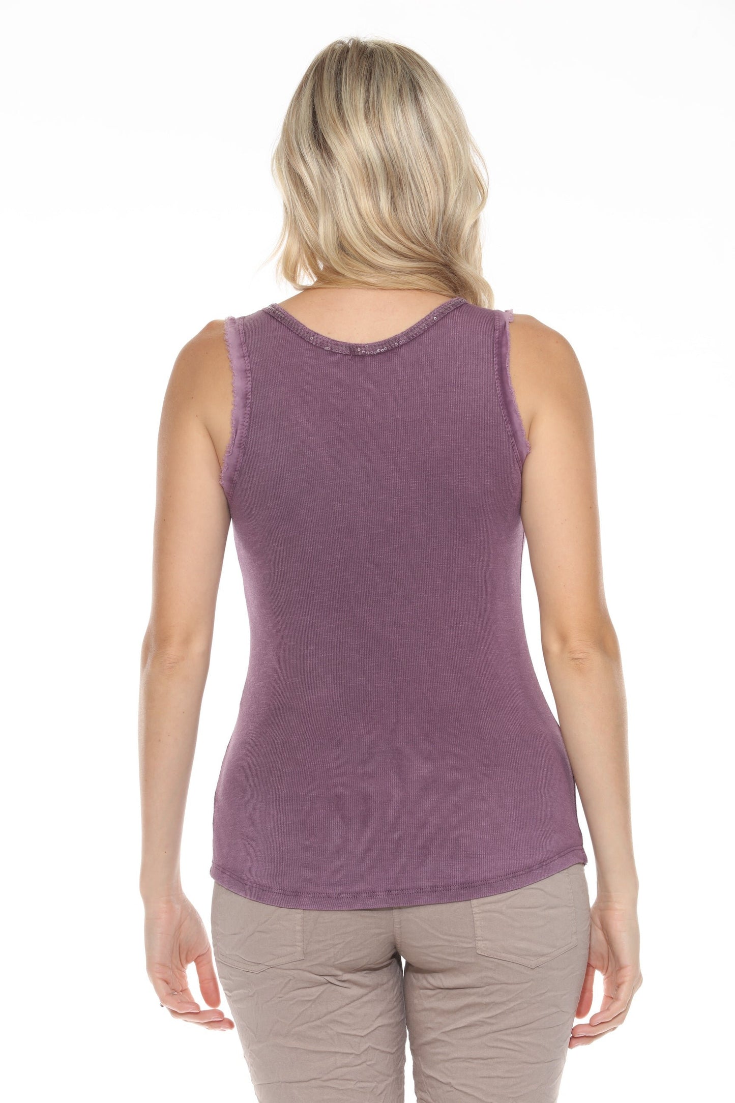 Sequin Tank Tops V-Neck