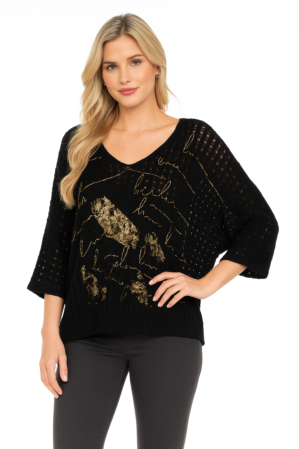 Gold Foil Mesh Sweater