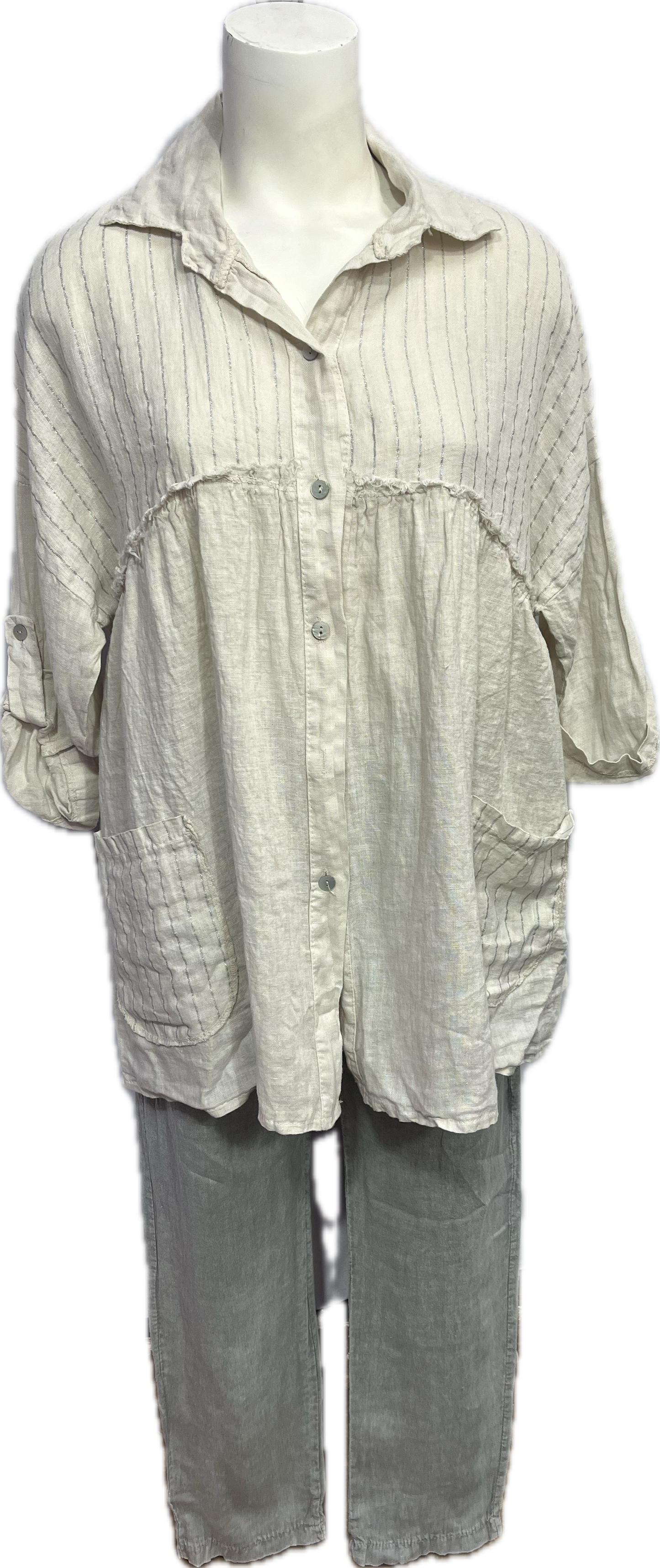 Linen Ruffle Pocket Pants
