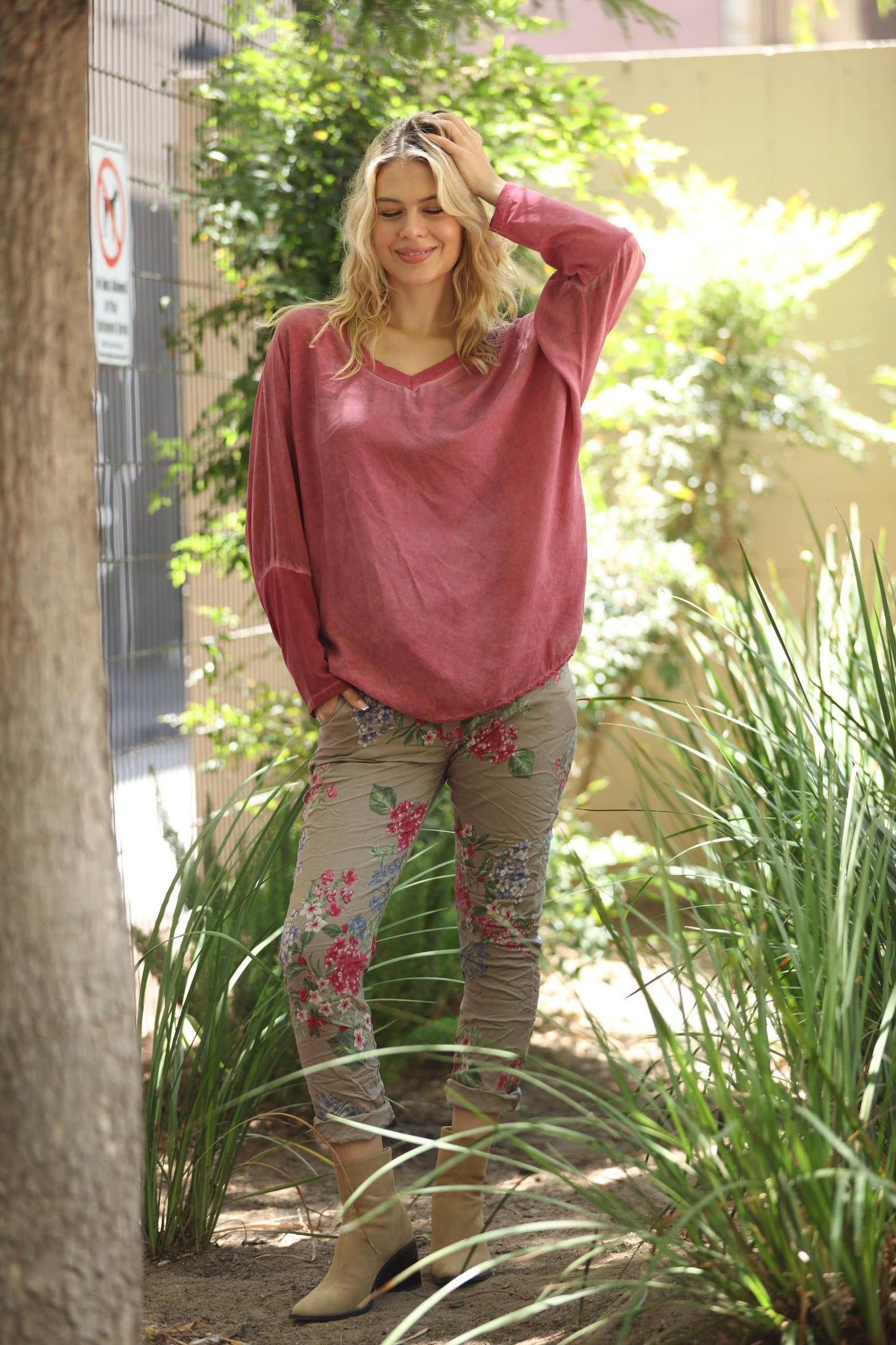 Floral Peony Stretch Pants
