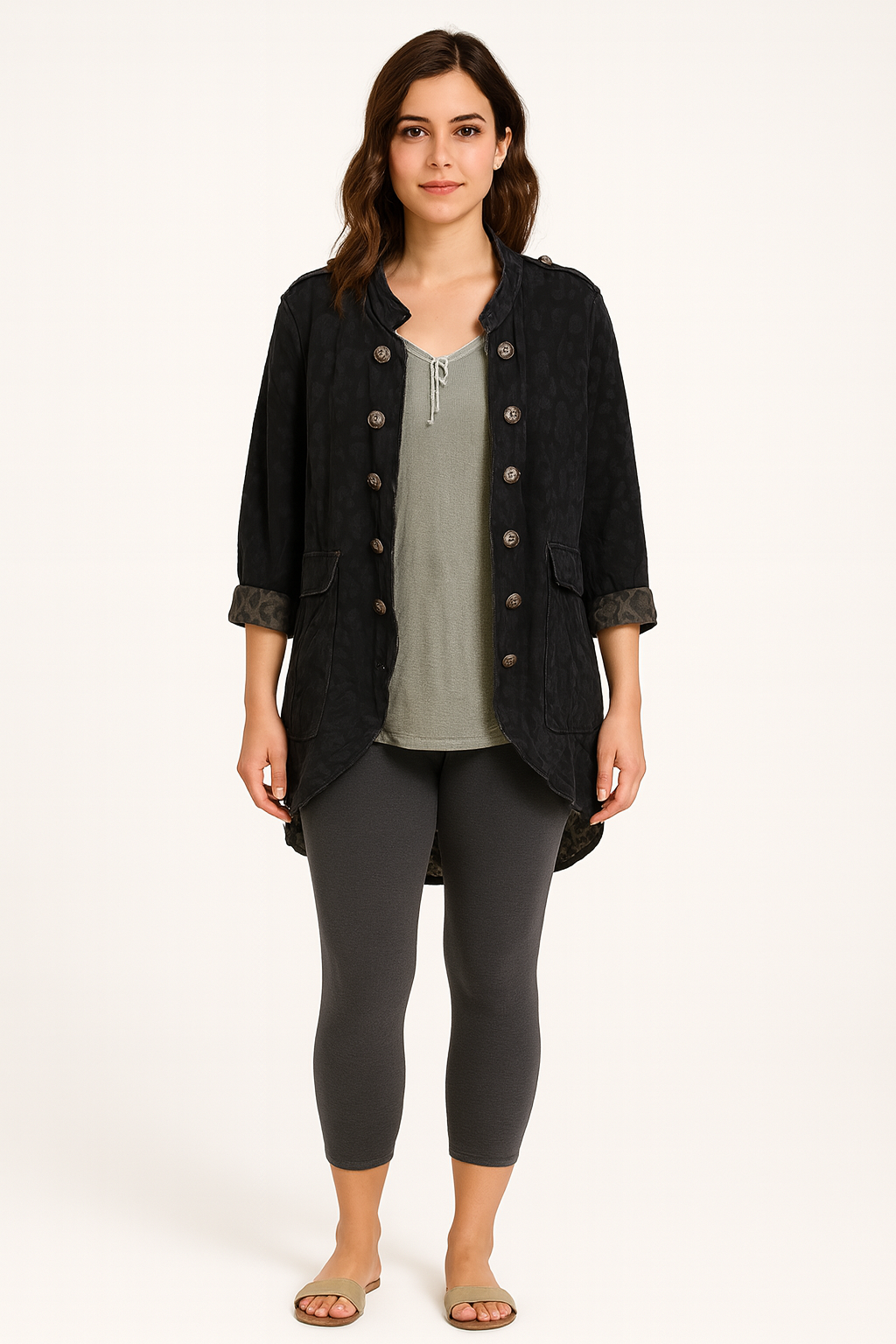 Leopard Print Button Jacket