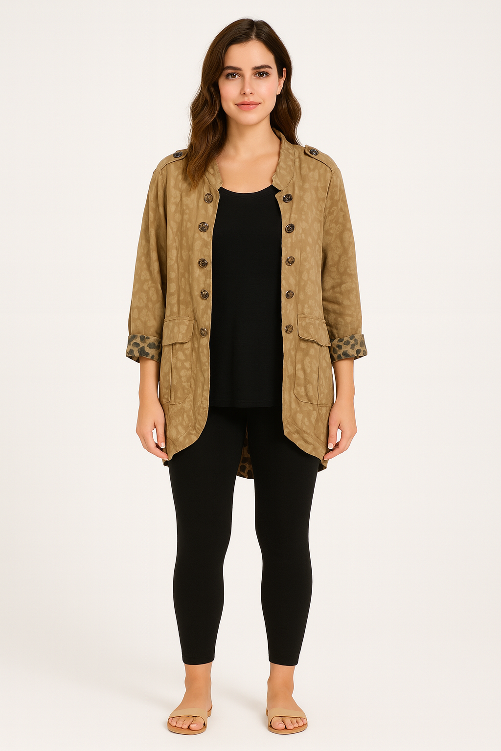 Leopard Print Button Jacket