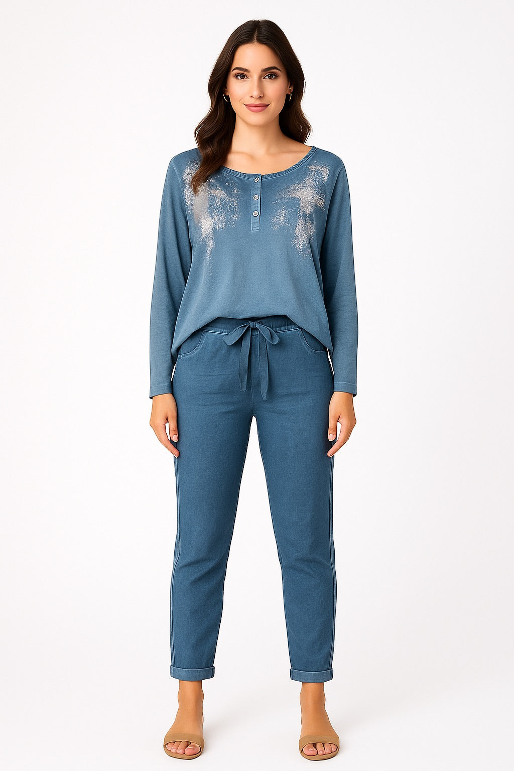 Silver Foiled Button Top